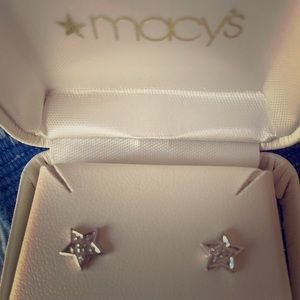 Sterling Star stud earrings w/ diamond chips